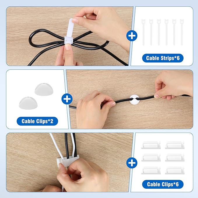 2 Pack No-Drill Under Desk Cable Management Tray 33.8 inch Large Wire Cord Organizers, Cable Management Under Desk for Home and Office No Damage White