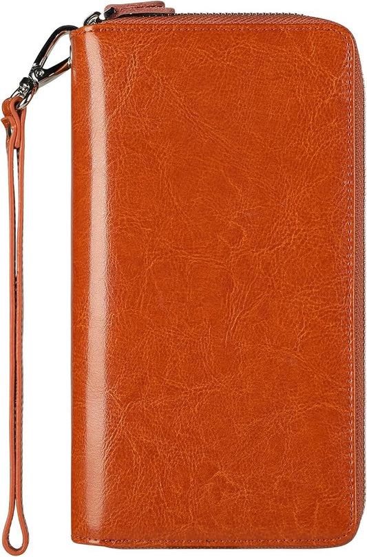 Lavemi Small Compact Women Wallet RFID Blocking Genuine Leather Bifold Purse with ID Windows