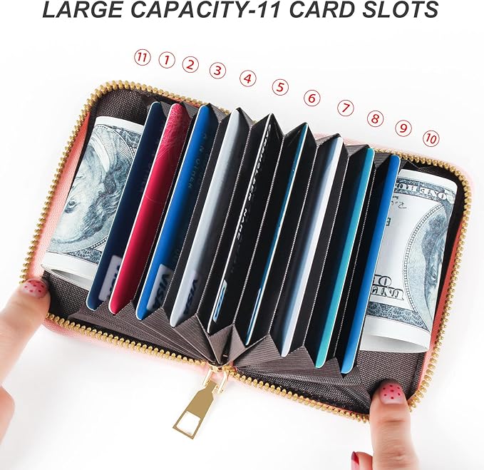 EcoVision Credit Card Holder RFID Card Case Wallet, Small Accordion Zipper Card Case Holder, Card Organizer Case for Women Men