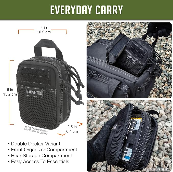 MAXPEDITION Double-Decker Pocket Organizer, Tactical Tool Pouch for Organization, EDC Pouch for Everyday Carry