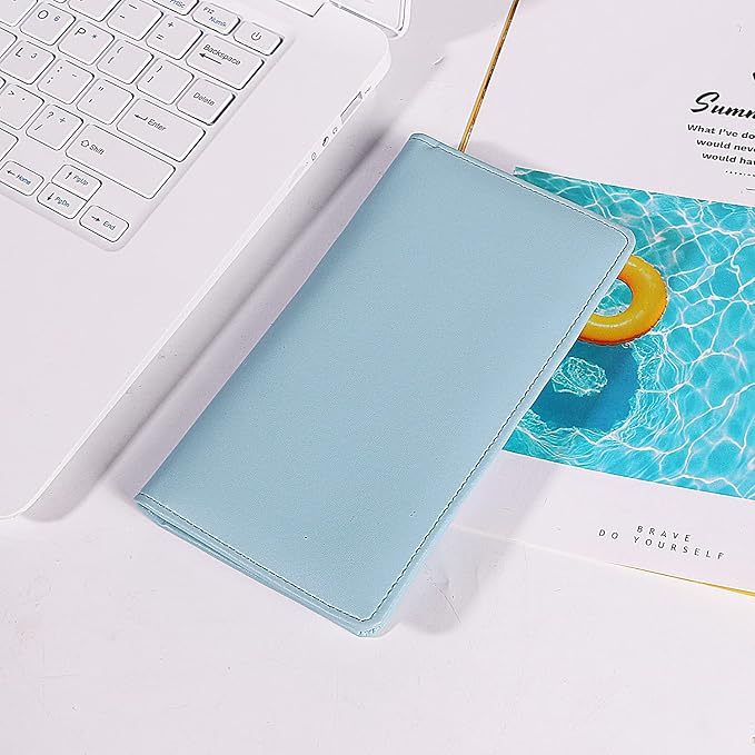 Sanlykate Leather Checkbook Cover for Men and Women, Check Book Case Card Holder with Free Divider, Standard Register Duplicate Checks with pen inserts