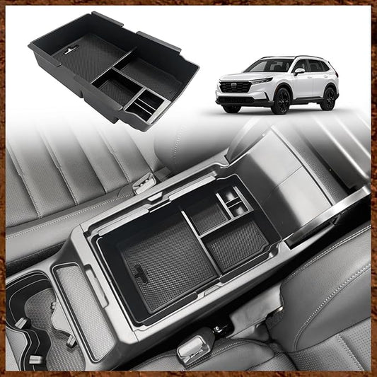 Muslogy Center Console Organizer with Coin Holder Compatible with Honda CRV & CRV Hybrid 2023 2024 2025 2026 LX EX Sport EX-L Sport Touring Hybrid Accessories (Black)