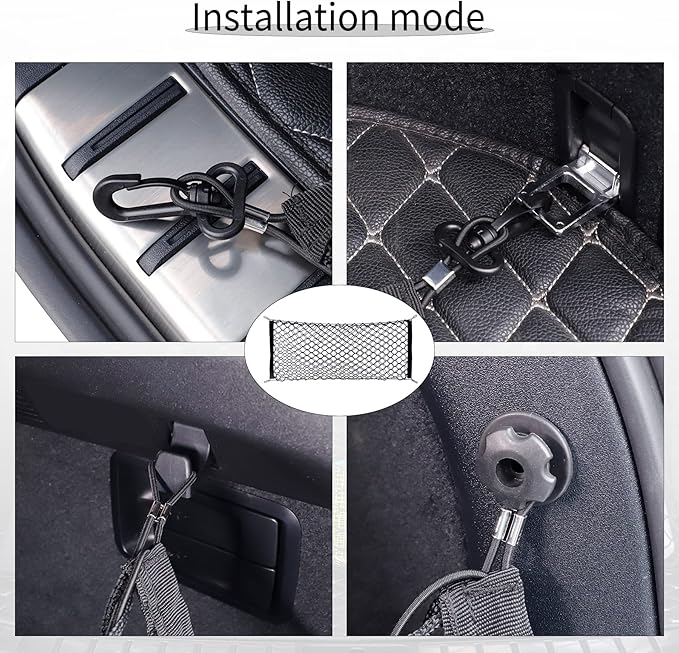 Alpmosn 35.4"x15.8" Stretchable Car Cargo Net Adjustable Elastic Storage Net Trunk Interior Accessories with Hook, Universal Fit for Car, Vehicle, SUV