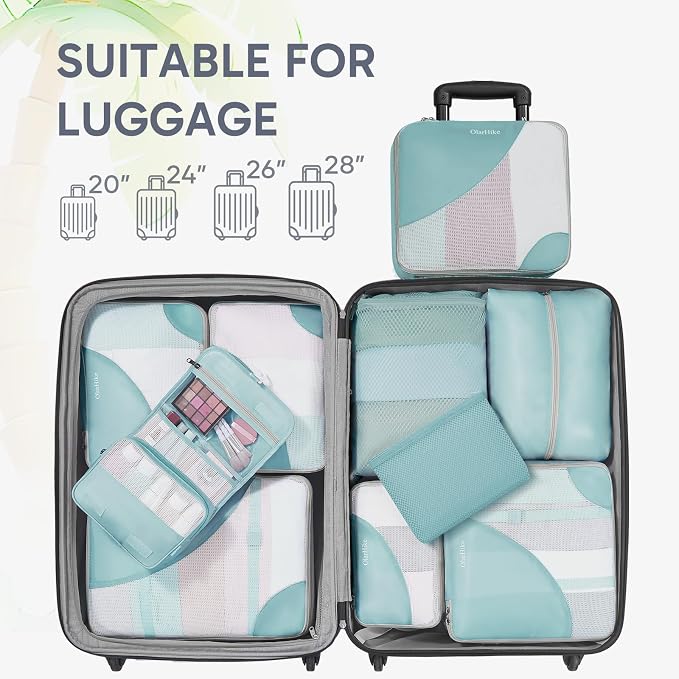 OlarHike 10 Set Packing Cubes for Travel, Gifts for Women Mom,Anti-Tearing Suitcase Organizer with Over 1000 pcs Mesh Holes,Vacation Essentials & Accessories for Cruise Ship