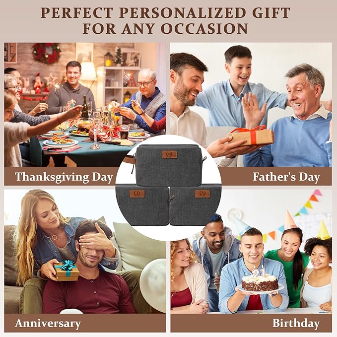 Janhavi Waterproof Personalized Toiletry Bag for Men, Beach Vacation Travel Essentials,Toiletry Bag with Hook, Laser Engraved Initials & Wheat Ear,Gifts For Him, Gifts For Husband(Dark Grey C)
