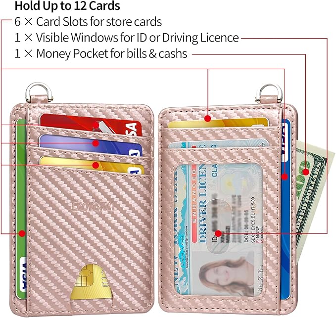 EcoVision Slim Minimalist Front Pocket Wallet, RFID Blocking Credit Card Holder Wallet with Detachable D-Shackle for Men Women