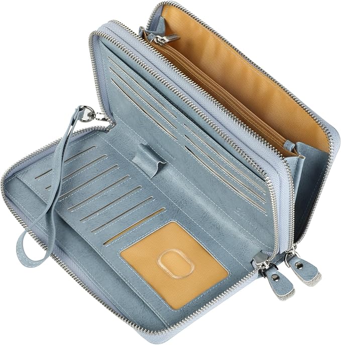 Lavemi Small Compact Women Wallet RFID Blocking Genuine Leather Bifold Purse with ID Windows