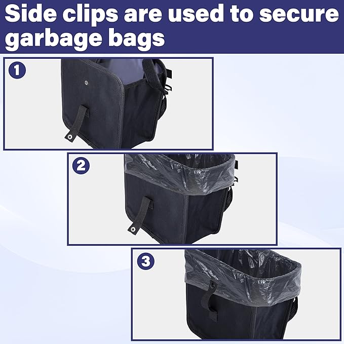 Car Trash Can, Foldable Trash Can Collapsible Hanging Trash Bag for Car Seat, 2.8 Gallons Leakproof Garbage Bags, Cars Must Haves Interior Accessories Essentials