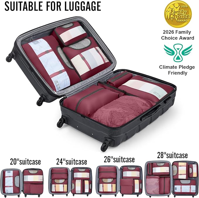 Veken 10 Set Packing Cubes for Travel Essential, Suitcase Organizer Bags in 4 Sizes, Carry-On Luggage Accessories with Large Laundry & Hanging Toiletry Bag, Must-Have for Airplane, Road Trip & Camping
