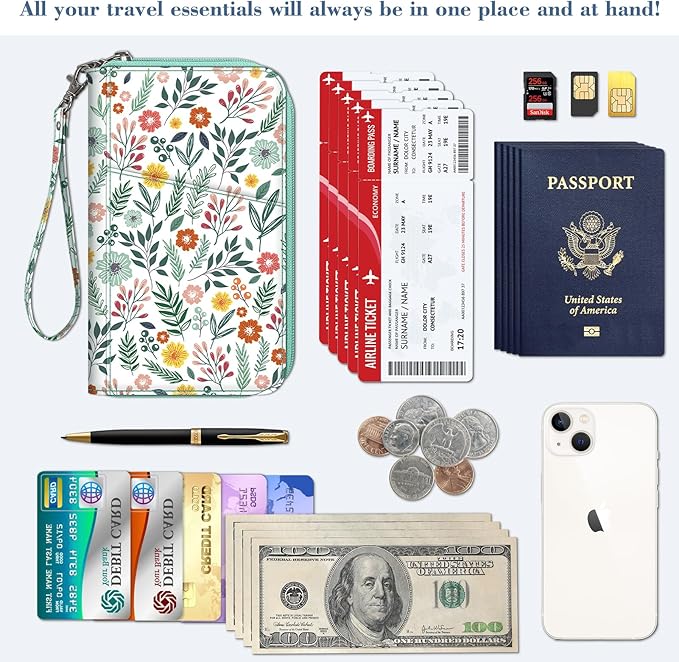 Fintie Family Passport Holder Wallet, RFID Blocking Travel Document Organizer Clutch Bag Credit Cards Case Cover for Women Men