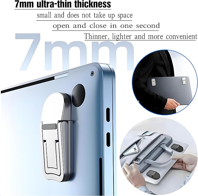 2PCS Laptop Stand Portable,Adjustable Laptop Riser, Ergonomic Cooling Mini Invisible Notebook Stand Riser for Desk Computer Keyboard MacBook Universal 10-17 Inch (Silver)