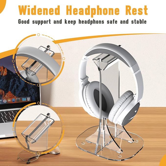 Acrylic Headphone Stand for Desk Non-Slip Universal Headphone Holder Gaming Headset Stand Headset Hanger for All Headphones Size
