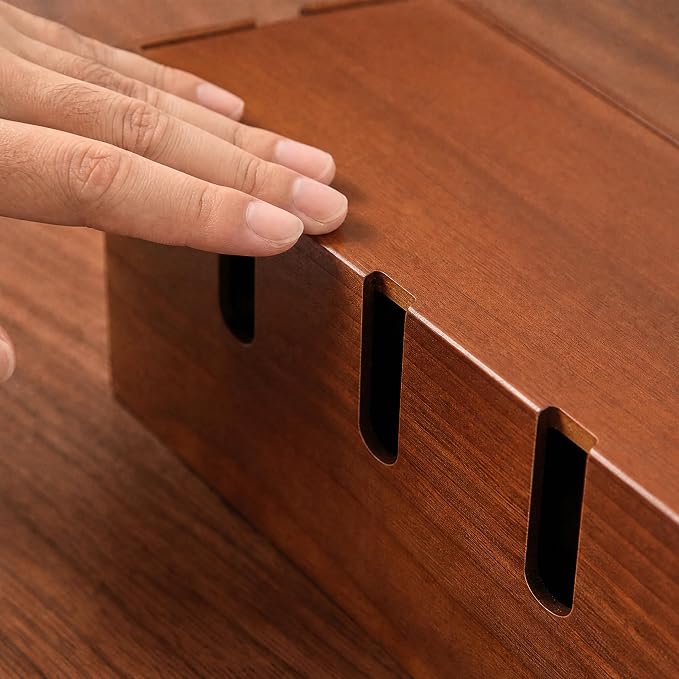 Wood Cable Management Box, Power Strip Cord Organizer Box, for Electrical Hiding Cord Management, Desk Cable Storage Box for Home Office