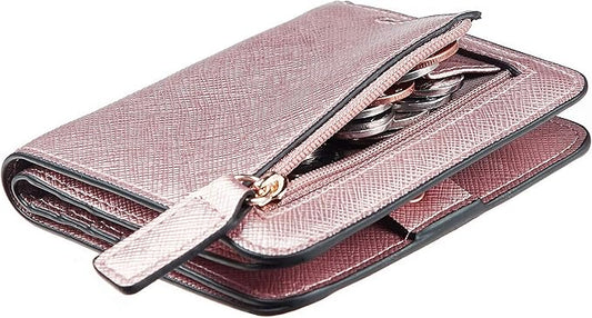 Toughergun Women’s Small Slim Leather Wallet with RFID Protection, Compact Bifold Mini Purse with Clear ID Window