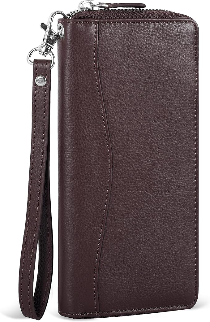 Oak Leathers Ladies Wallet for Women - RFID Womens Wallet Clutch with 8 Credit Card Holder, Coin Pocket, Gift for Women’s Brown Purse
