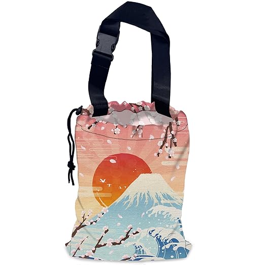 Plum Blossoms Car Trash Bag,Sunrise Hanging Drawstring Car Garbage Bag,Waterproof Canvas Car Back Seat Organizer with Adjustable Buckle,for Vehicles,SUVs,Camping,Road Trips