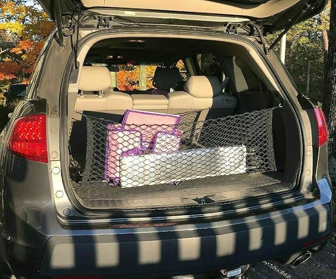 Rear Trunk Organizer Cargo Net for Acura MDX 2007–2013 – Envelope Style Cargo Net for SUV – Premium Mesh Elastic Car Trunk Organizer Vehicle Carrier Storage–Compatible with Acura MDX