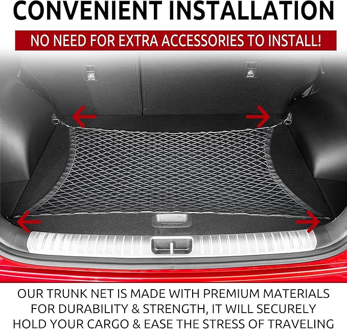 Floor Style Automotive Elastic Trunk Mesh Cargo Net for Kia Sportage LX EX SX 2023-2025 - Premium Trunk Organizer and Storage - Luggage Net for Crossover - Best Car Organizer for Kia Sportage