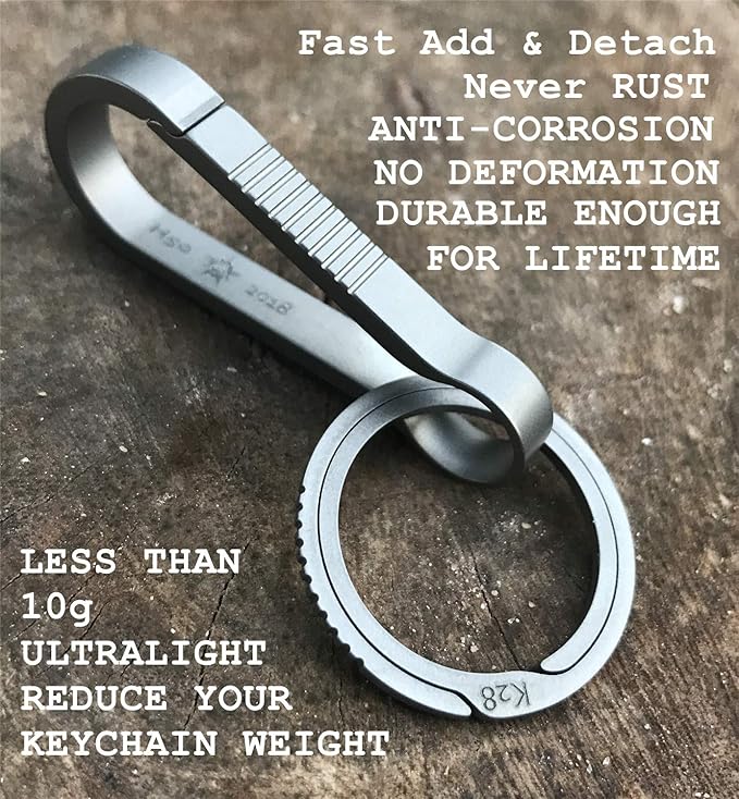 BANG TI Titanium Quick Release Keychain Clip and Side Pushing Key Rings Kit