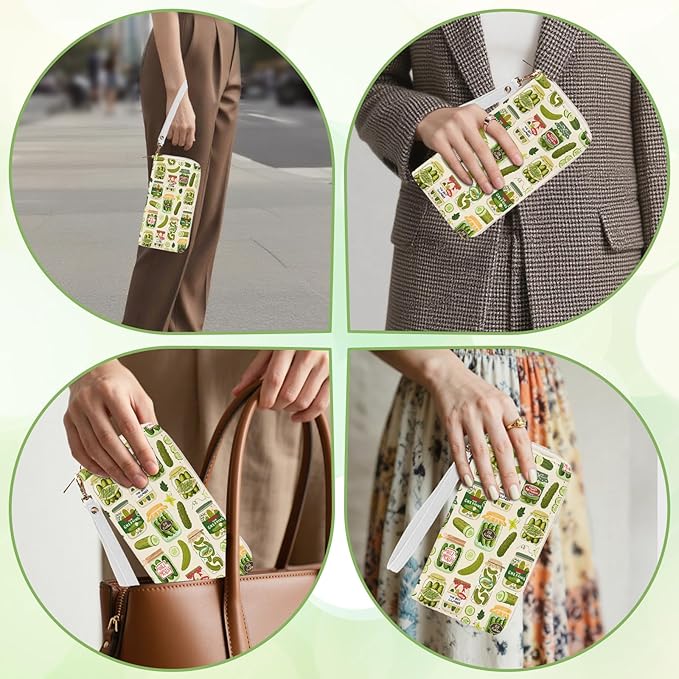 Pickle Women Wallet, Small Slim Thin Credit Card Holder with Zipper, PU Leather Compact Wallets with Coin Pocket, Travel Wallet for Female Ladies Teen Girls Girly