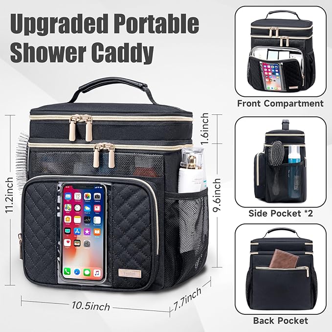 Tealari Large Toiletry Bag for Women Men,Bathroom Bag,Water Resistant Shower Bag,Makeup Bag,Portable Shower Caddy for College Dorm,Hanging Travel Toiletry Bag with Transparent Waterproof Phone Pocket