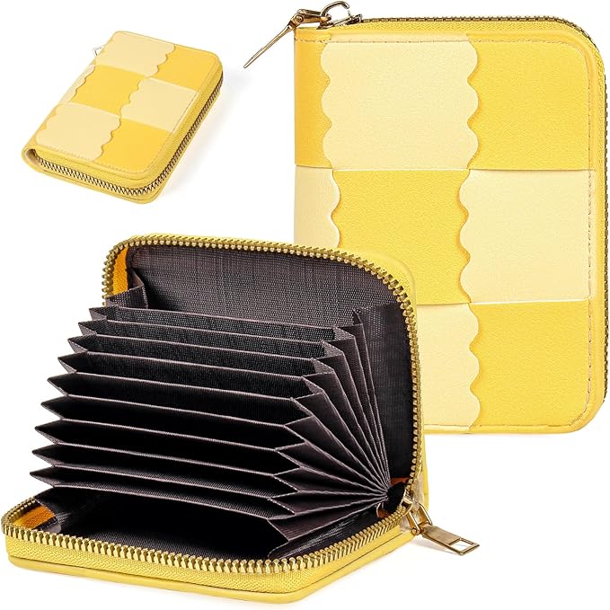 EcoVision Credit Card Holder RFID Card Case Wallet, Small Accordion Zipper Card Case Holder, Card Organizer Case for Women Men