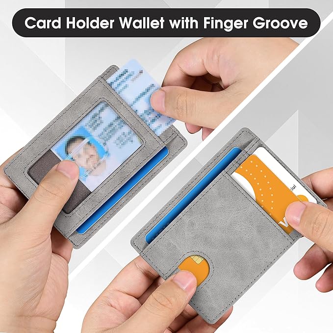 Slim Minimalist Wallet for Men,Front Pocket Wallet RFID Blocking Small Thin Credit Card Holder,ID Card Case Gift for Men Grey