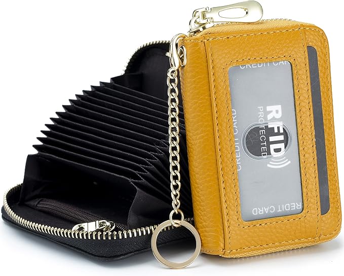 imeetu Rfid Credit Card Holder,Genuine Leather Businese Card Case,Rfid Blocking Wallet for Women & Men
