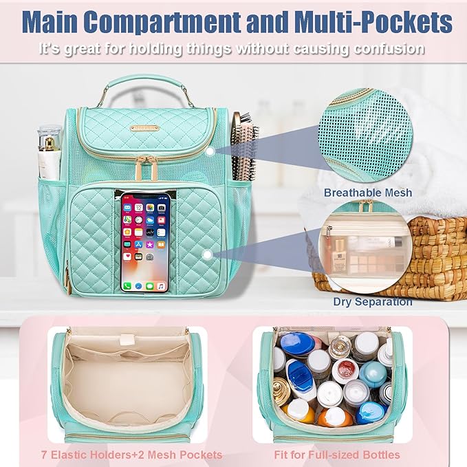 Otevan Large Toiletry Bag for Women Men,Portable Shower Caddy For College Dorms,Gym Shower Bag for Women, Quick Dry Hanging Toiletry Bag Bathroom Accessories Bag for Traveling, Camping Essentials