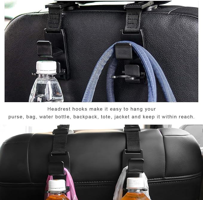 2 PCS Car Seat Headrest Hook, Strong Auto Seat Back Storage Hook Headrest Hanging Organizer, Vehicle Seats Hanger Holder Universal for Purses Handbags Groceries Bags