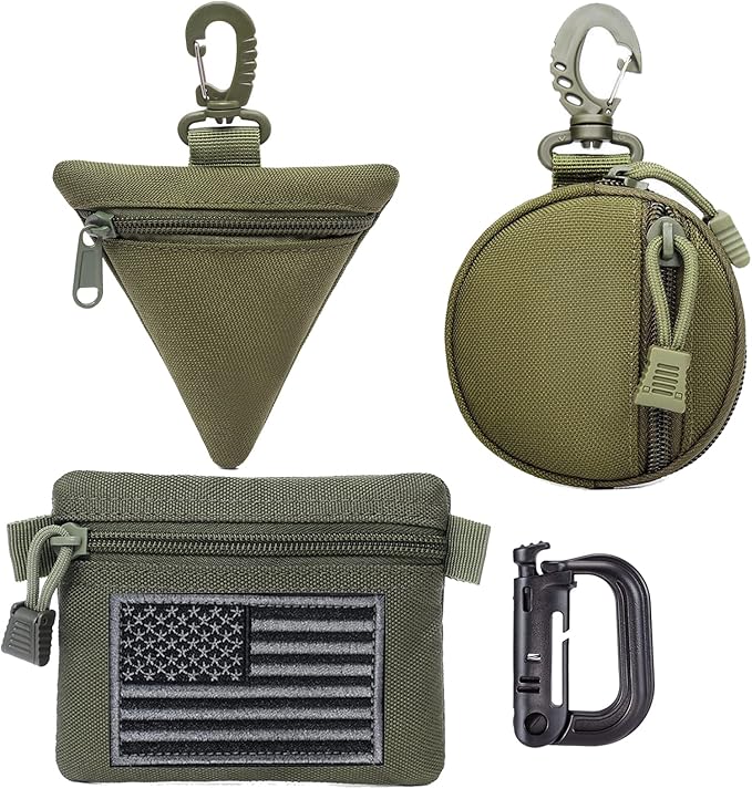 2 Packs Tactical EDC Pouches Compact Mini Military Molle Utility Pouch Accessories Organizer Bags Coin Purse Keychain Pockets Credit Card Holder for Waist Pack
