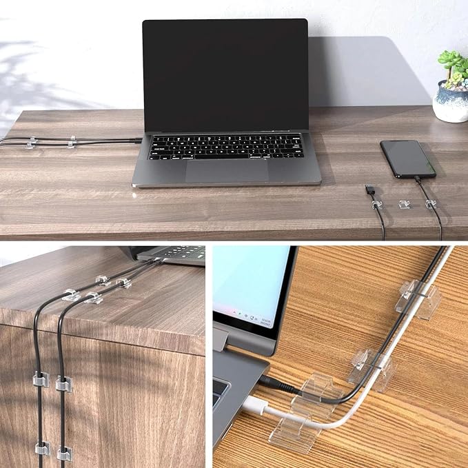 5/8 in Adhesive Cable Clips, 120pcs Outdoor Light Clips, Cord Clips, Sturdy Wire Clips, Finisher Wire Clamp for Home, Car, Office Wire Management Clips (Clear, 5/8"-120PCS)