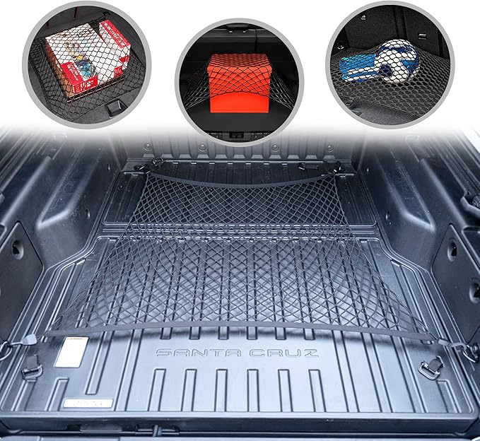 Floor Style Elastic Trunk Cargo Net for Hyundai Santa Cruz 2022-2026 - Premium Trunk Organizers & Storage - Cargo Net for Pickup Truck Bed - Truck Bed Divider - Car Organizer for Pickup