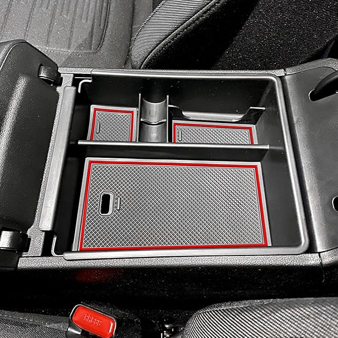 TACORBO Center Console Organizer Compatible with Hyundai 2022-2024 Tucson Plug-in Hybrid/Hybrid all Trims and Tucson Gas Limited and Santa Cruz 2022 2023-2025 Accessories, Armrest Insert Tray, Red
