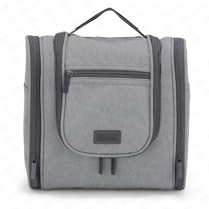 Hanging Toiletry bag & Makeup Bag for Travel, Water-Resistant Organizer Toiletries Bag with Separate Compartments, Travel Essentials Kit (Gray)