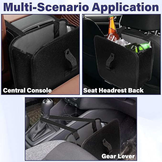 Car Trash Can, Foldable Trash Can Collapsible Hanging Trash Bag for Car Seat, 2.8 Gallons Leakproof Garbage Bags, Cars Must Haves Interior Accessories Essentials