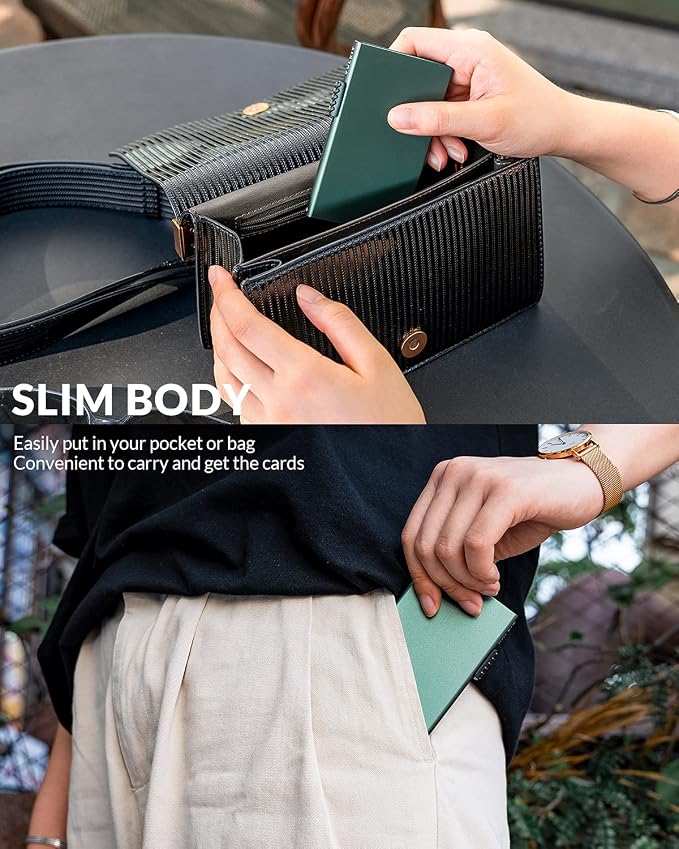 VULKIT Minimalist Credit Card Holder Pop Up Cards RFID Protection Slim Metal Wallet