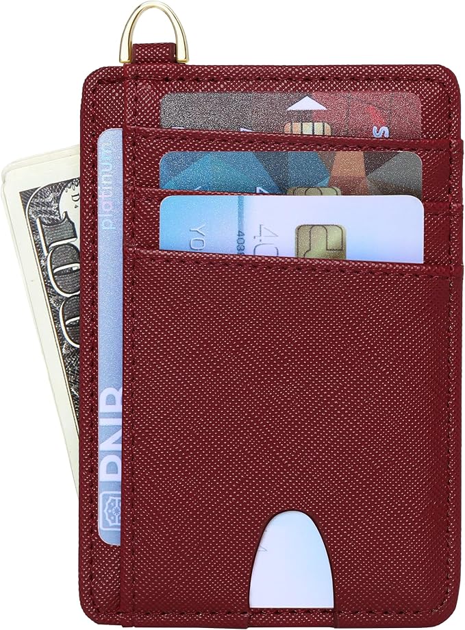 Badiya Credit Card Holder Slim Minimalist Wallet, Front Pocket Purse RFID Blocking Wallet Compact Card Case with ID Window for Women & Men