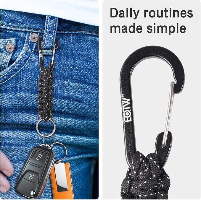 EOTW Carabiner Keychain,Paracord Keychain Small Aluminum Clip D Ring for Camping, Hiking, Fishing, Or As A Key Organizer