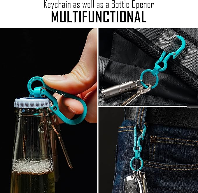KeyUnity KM01 Titanium EDC Keychain Clip with Bottle Opener, Quick Release Carabiner Key Ring Holder for Men