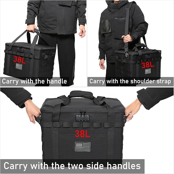 Tactical Camping Storage Bag - 38L Utility Tote Bag Organizer with Combination Lock and Shoulder Strap