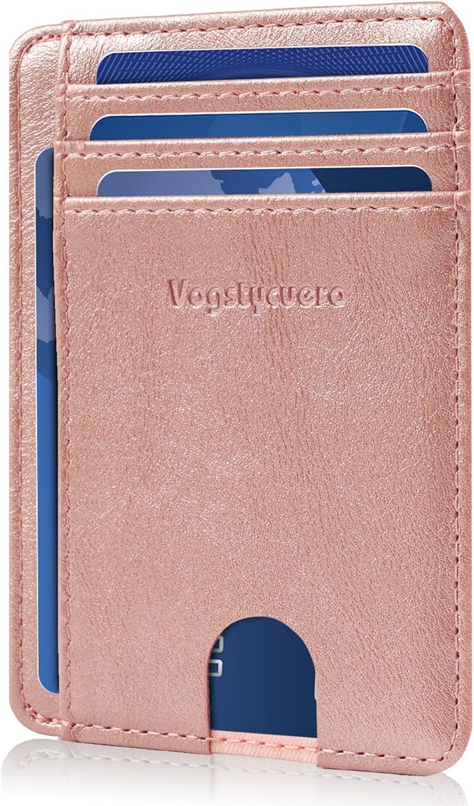 Front pocket thin wallet for Men Women RFID Blocking Credit Card Holder Card Cases Slim Minimalist wallet with Gift Box (1, Alaska Pink)