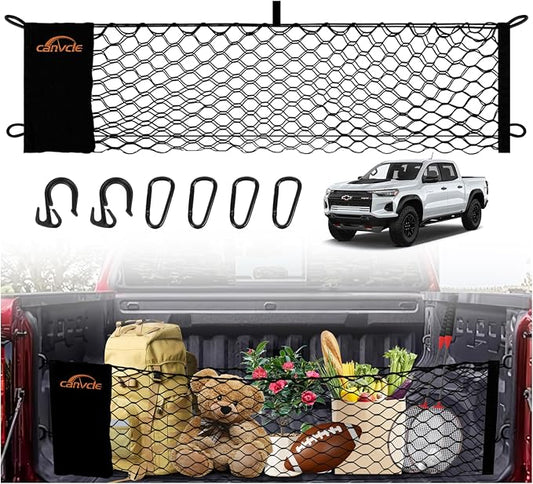 Truck Bed Cargo Net for Chevy Colorado & GMC Canyon 2023-2026, Envelope Style Pickup Truck Bed Net for Chevrolet Colorado Accessories, Upgraded Trunk Cargo Net Storage Bag with Metal Carabiners