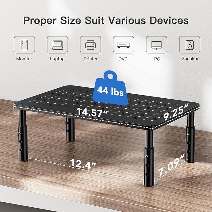 HUANUO 2 Pack Monitor Stand for Desk, 2-Tier Metal Monitor Stand Riser