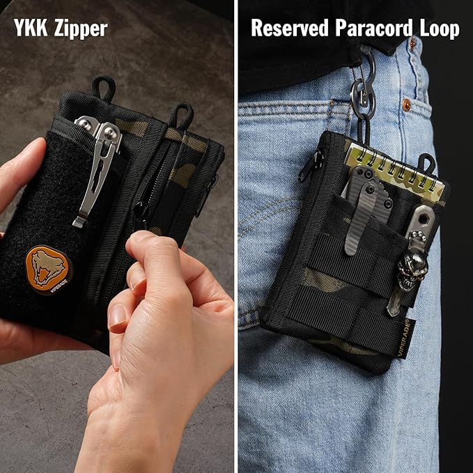 VIPERADE VE18 EDC Pouch, Pocket Organizer for Men, EDC Pocket Organizer, 3 Slots with 2 Zipper Pockets, Multitool Pouch
