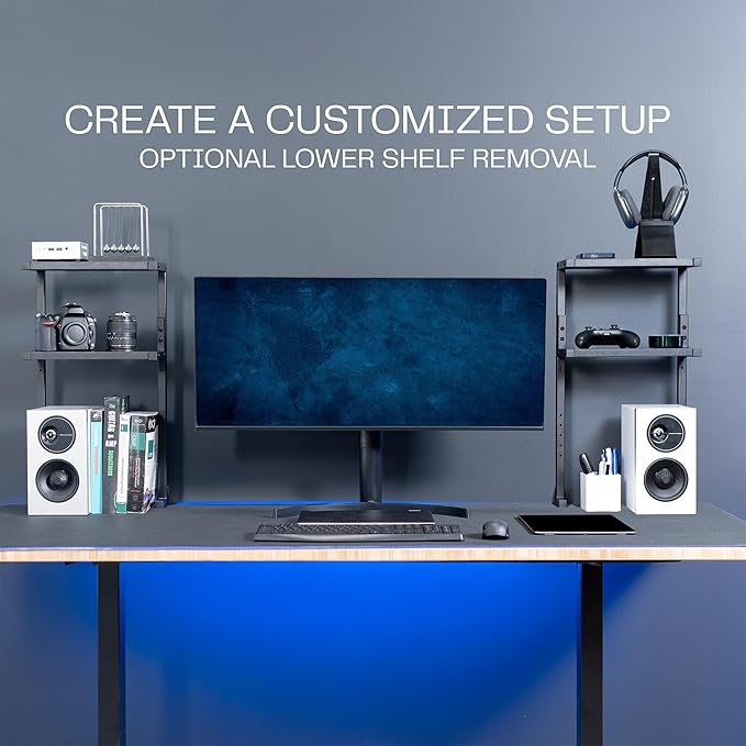 VIVO Clamp-on 13 inch Above or Below Desk 3-Tier Shelving Unit for Table Accessories, Gaming Devices, and More, Storage Tray, Desktop Organizer, Black, STAND-SHELF3C