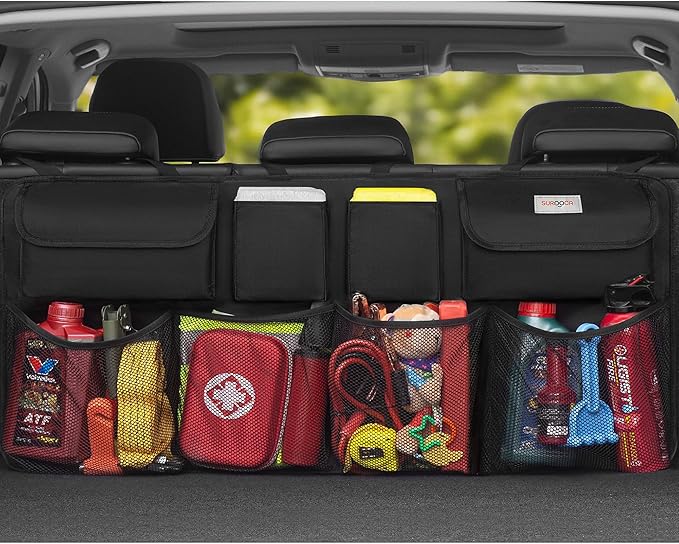 SURDOCA Car Trunk Organizer, LARGE CAPACITY Car Storage Bag with 8 Pockets, 7X Upgraded Trunk Storage Organizer for Car, SUV, Truck, MPV