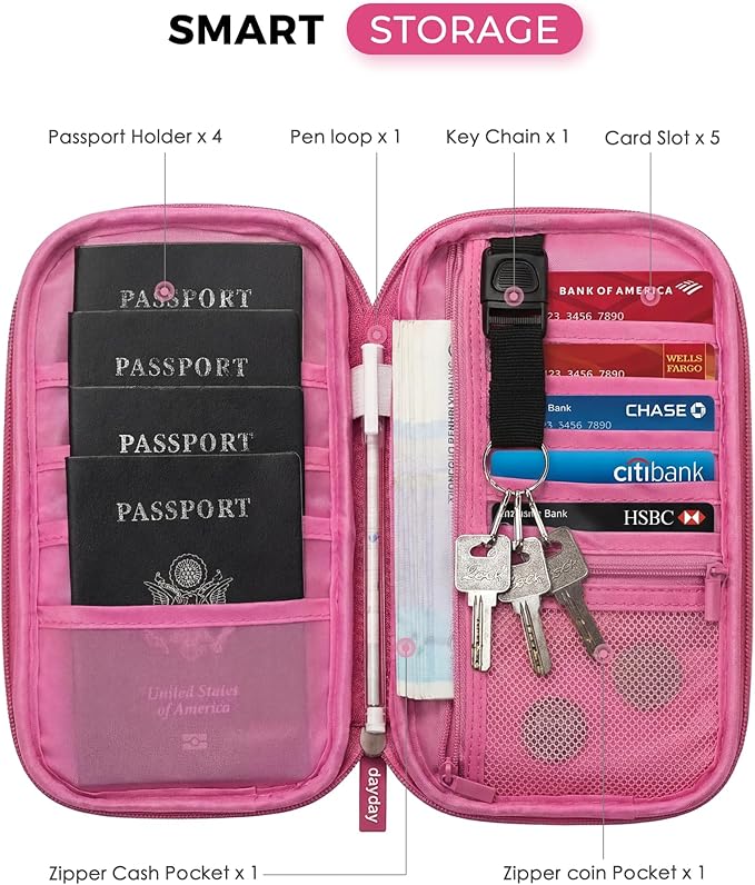 Family Passport Holder Organizer, RFID Blocking Travel Document Case, Lightweight Large Passport Cover Case Waterproof Bag Document Organizer for Women & Men