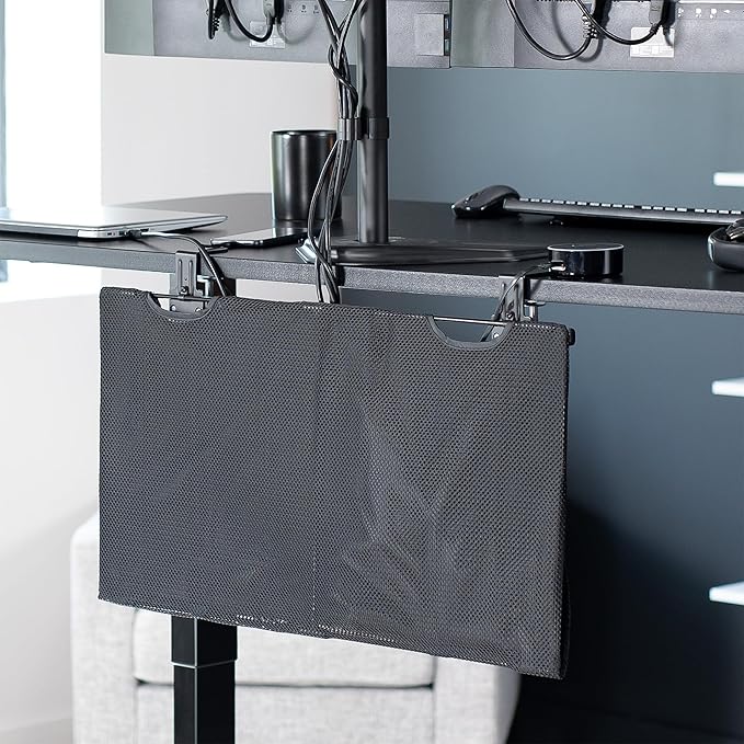 VIVO 30 Inch Clamp-on Privacy and Cable Management Organizer Sleeve, Wire Hider Kit Panel System, Desk Skirt, Black, DESK-SKIRT-30P