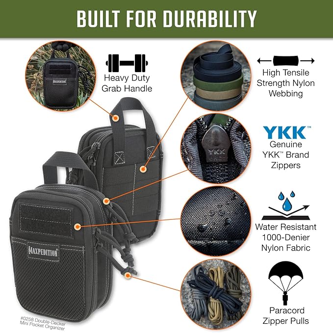 MAXPEDITION Double-Decker Pocket Organizer, Tactical Tool Pouch for Organization, EDC Pouch for Everyday Carry